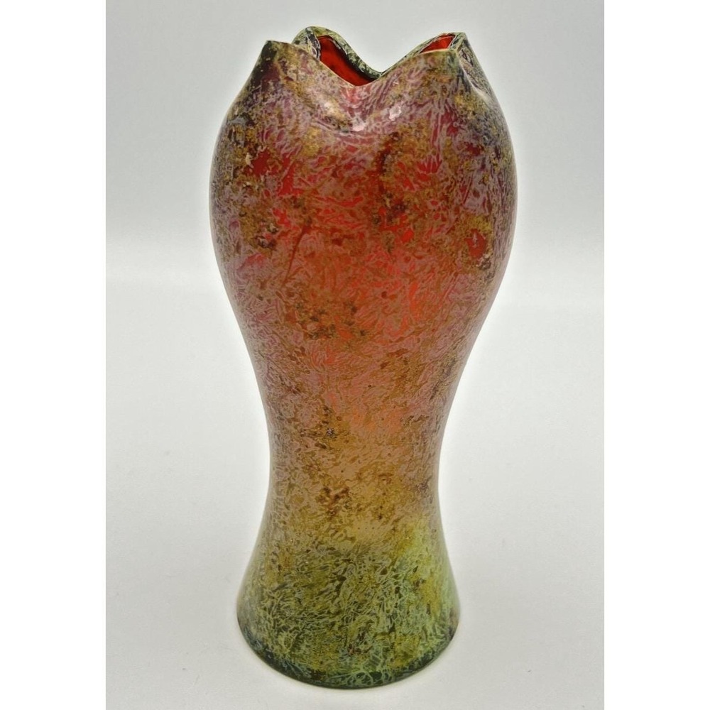 Loetz Phänomen Genre Vase Red Green Iridescent Bohemian Art Nouveau c1900‎